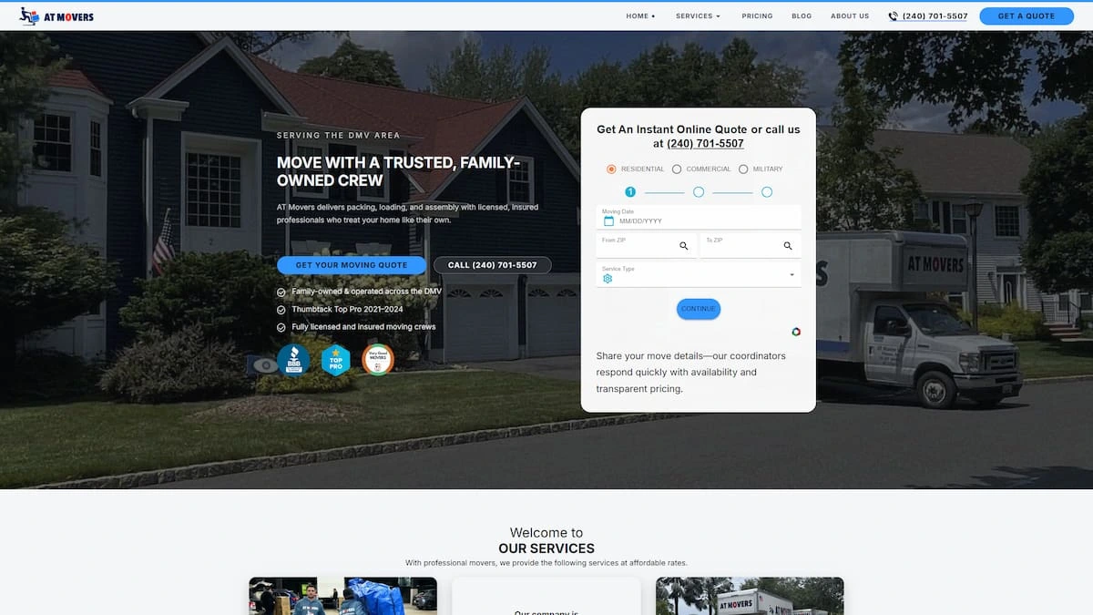 AT Movers website preview