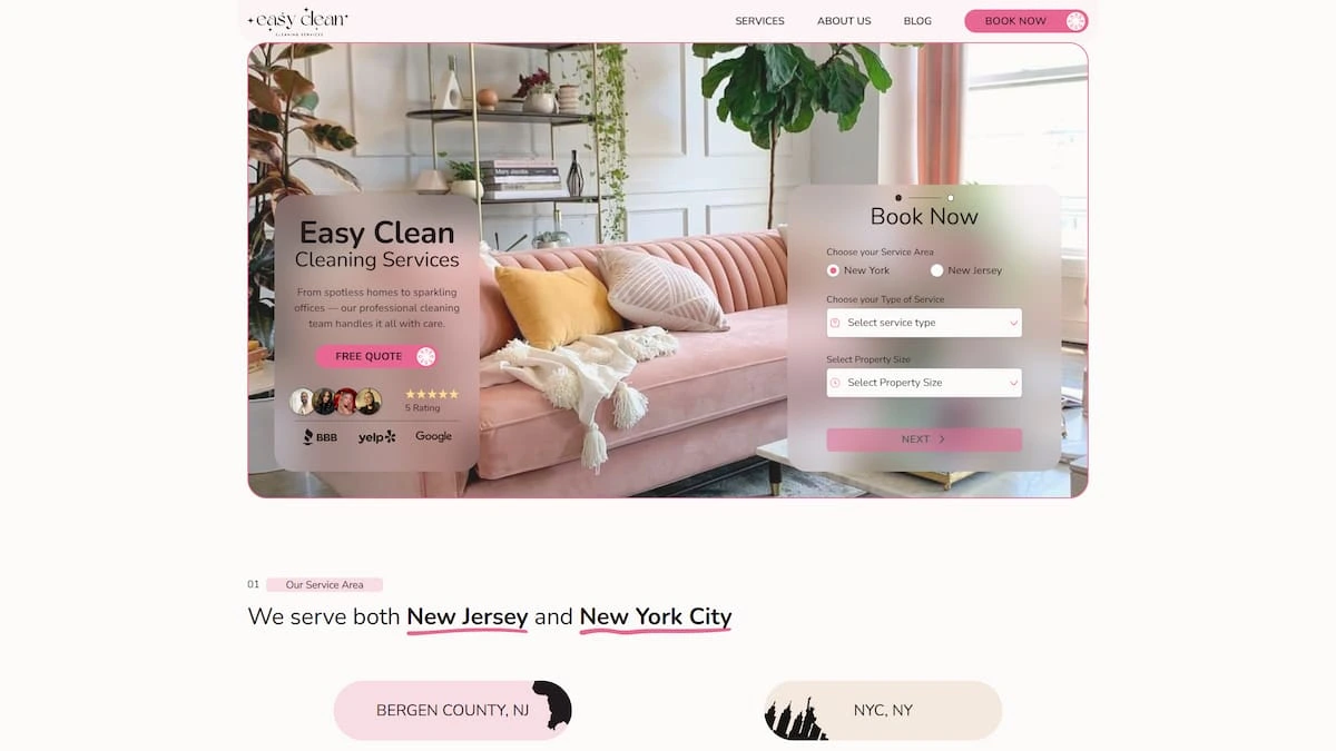 EasyClean Cleaning Website Preview