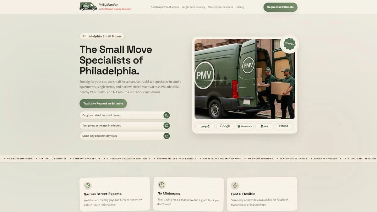 PhillyManVan website preview