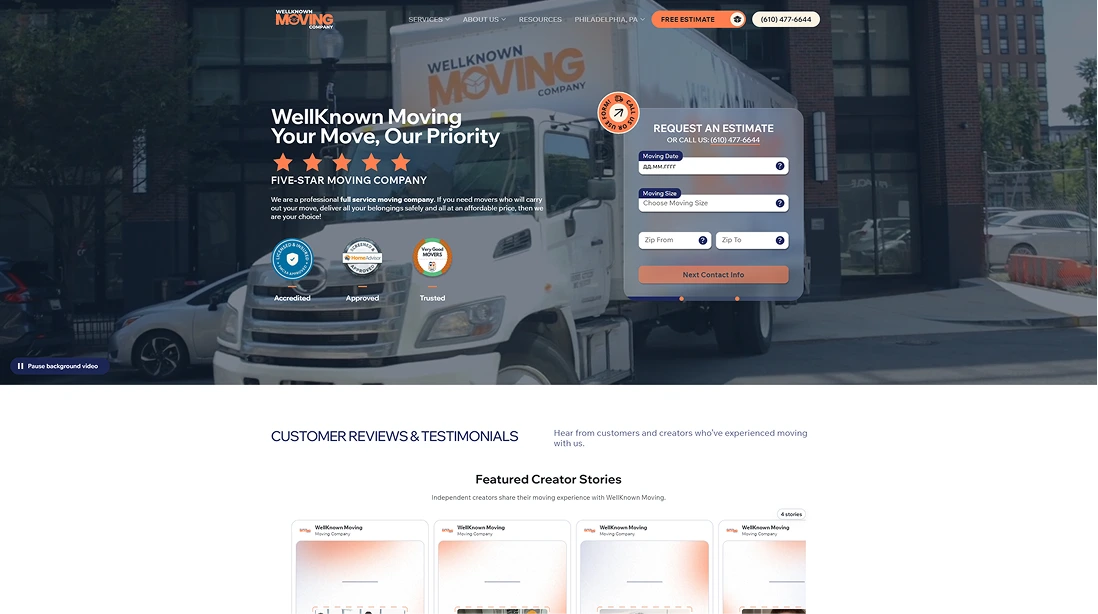 WellKnown Moving Company website preview