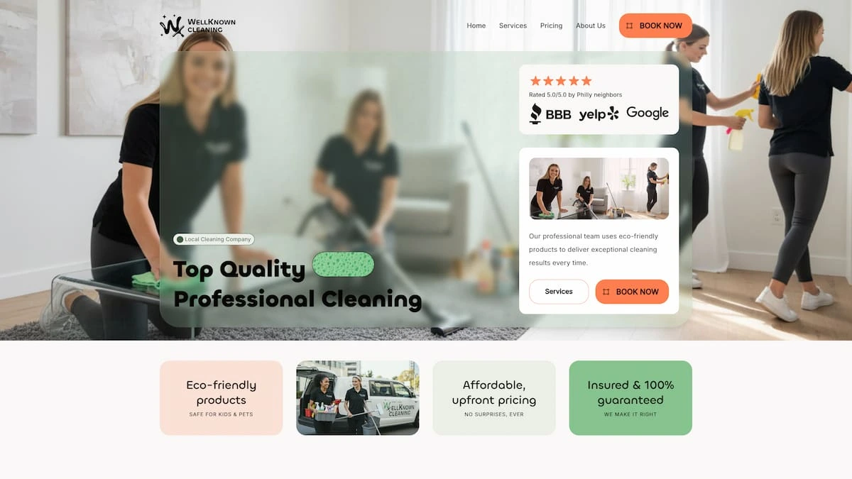 EasyClean Cleaning Website Preview
