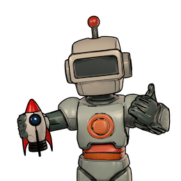 Robot with rocket in hand