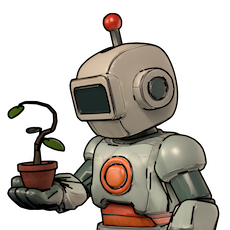 Robot with plant in hand
